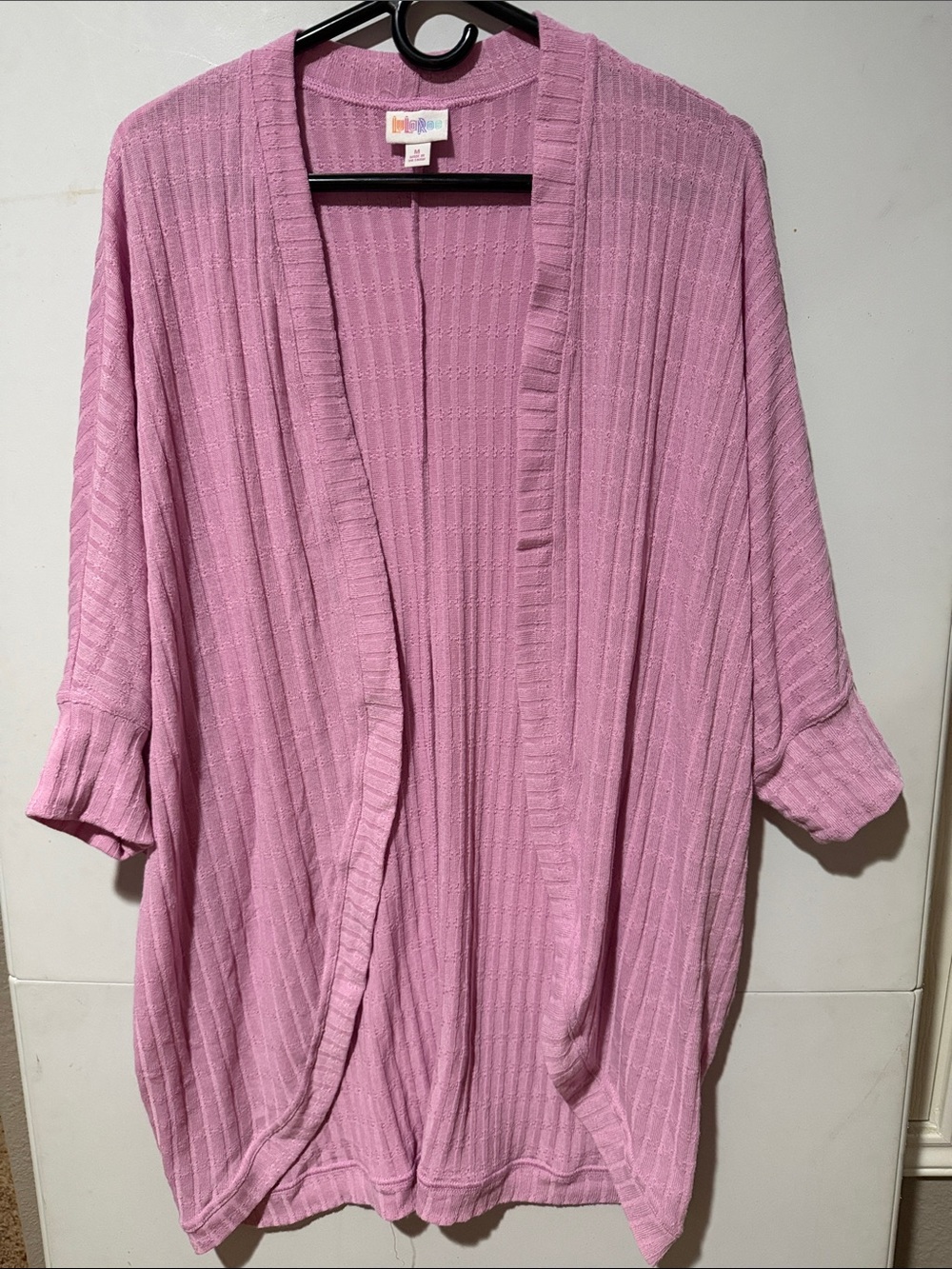 LuLaRoe Tracy Pink Open-Front Ribbed Cardigan